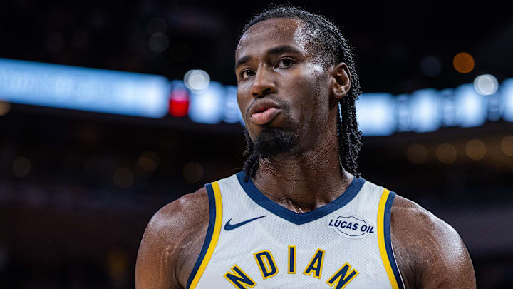 Indiana Pacers guard/forward Aaron Nesmith (23) in the first half against the San Antonio Spurs at Gainbridge Fieldhouse.