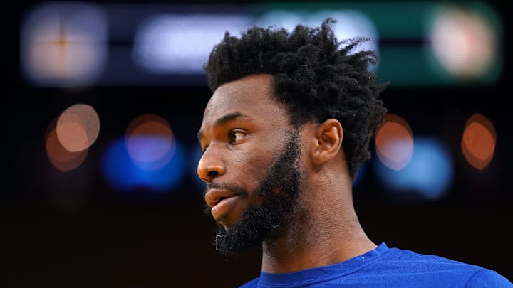 Golden State Warriors forward Andrew Wiggins (22) looks on before game five of the 2022 NBA Finals against the Boston Celtics at Chase Center. 
