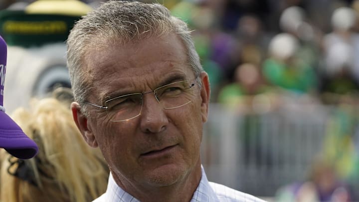 Former Ohio State Coach Urban Meyer on the sideline during the first half of a game between the Northwestern Wildcats and the Oregon Ducks at Northwestern Medicine Field at Martin Stadium. Mandatory Credit: David Banks-Imagn Images Former Ohio State Coach Urban Meyer on the sideline during the first half of a game between the Northwestern Wildcats and the Oregon Ducks at Northwestern Medicine Field at Martin Stadium. Mandatory Credit: David Banks-Imagn Images