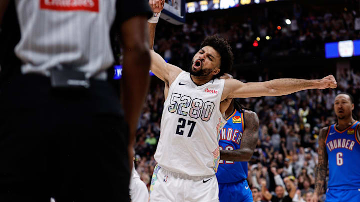 Denver Nuggets guard Jamal Murray on May 15, 2025. Denver Nuggets guard Jamal Murray on May 15, 2025.