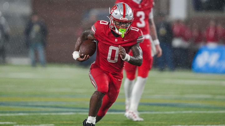 Baylor's David Gabriel Georges (0) carries the ball during the Division II-AAA championship game at Finley Stadium in Chattanooga, Tenn., on Dec. 4, 2025. Baylor's David Gabriel Georges (0) carries the ball during the Division II-AAA championship game at Finley Stadium in Chattanooga, Tenn., on Dec. 4, 2025.
