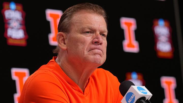 Apr 2, 2026; Indianapolis, IN, USA; Illinois head coach Brad Underwood during a press conference ahead of the Final Four of the men's 2026 NCAA Tournament at Lucas Oil Stadium. Mandatory Credit: Robert Deutsch-Imagn Images Apr 2, 2026; Indianapolis, IN, USA; Illinois head coach Brad Underwood during a press conference ahead of the Final Four of the men's 2026 NCAA Tournament at Lucas Oil Stadium. Mandatory Credit: Robert Deutsch-Imagn Images
