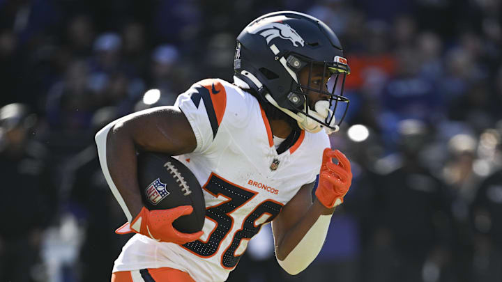 Denver Broncos running back Jaleel McLaughlin.