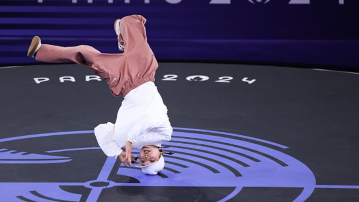 B-Girl Ami of Team Japan competes with B-Girl India of Team Netherlands (not pictured) during the Breaking B-Girls Quarterfinal 1 battle on day fourteen of the Olympic Games Paris 2024 at Place de la Concorde on August 09, 2024 in Paris, France B-Girl Ami of Team Japan competes with B-Girl India of Team Netherlands (not pictured) during the Breaking B-Girls Quarterfinal 1 battle on day fourteen of the Olympic Games Paris 2024 at Place de la Concorde on August 09, 2024 in Paris, France