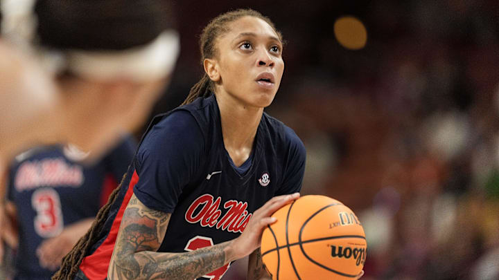 Mar 7, 2025; Greenville, SC, USA; Ole Miss Rebels guard Madison Scott (24) at the free throw line against the Texas Longhorns during the first half at Bon Secours Wellness Arena. Mandatory Credit: Jim Dedmon-Imagn Images Mar 7, 2025; Greenville, SC, USA; Ole Miss Rebels guard Madison Scott (24) at the free throw line against the Texas Longhorns during the first half at Bon Secours Wellness Arena. Mandatory Credit: Jim Dedmon-Imagn Images