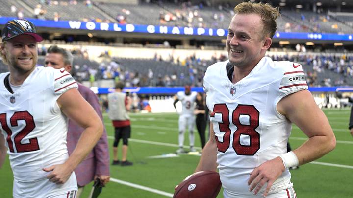 Oct 18, 2026; Inglewood, California, USA; Arizona Cardinals punter Blake Gillikin (12) and Arizona Cardinals kicker Chad Ryland (38) head off the field after defeating the Los Angeles Rams at SoFi Stadium. Mandatory Credit: Jayne Kamin-Oncea-Imagn Images Oct 18, 2026; Inglewood, California, USA; Arizona Cardinals punter Blake Gillikin (12) and Arizona Cardinals kicker Chad Ryland (38) head off the field after defeating the Los Angeles Rams at SoFi Stadium. Mandatory Credit: Jayne Kamin-Oncea-Imagn Images