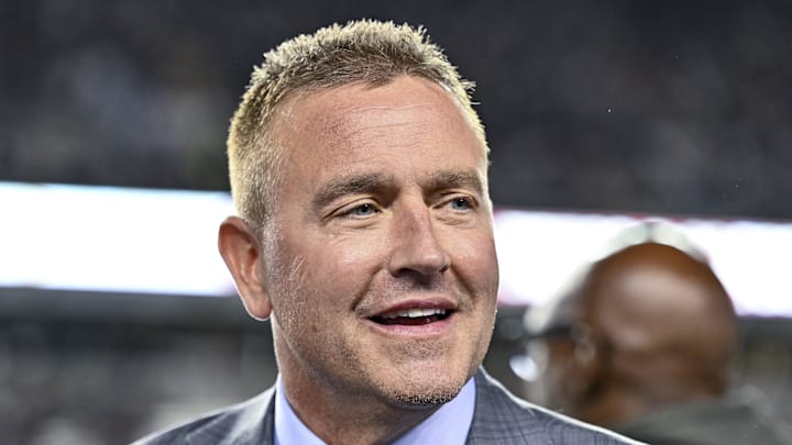 Nov 30, 2024; College Station, Texas, USA; ESPN's College GameDay analyst Kirk Herbstreit looks on prior to the game between the Texas A&M Aggies and the Texas Longhorns. The Longhorns defeated the Aggies 17-7 at Kyle Field. Mandatory Credit: Maria Lysaker-Imagn Images  