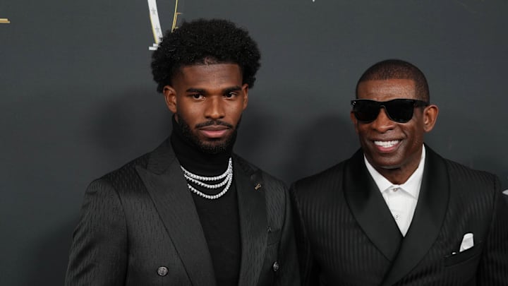 Shedeur Sanders and Deion Sanders on the red carpet for the 2025 NFL Honors. Shedeur Sanders and Deion Sanders on the red carpet for the 2025 NFL Honors.