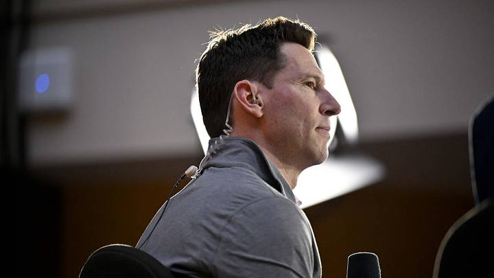Dec 9, 2024; Dallas, TX, USA; Boston Red Sox chief baseball officer Craig Breslow speaks with the media 
at the Hilton Anatole during the 2024 MLB Winter Meetings. Mandatory Credit: Jerome Miron-Imagn Images