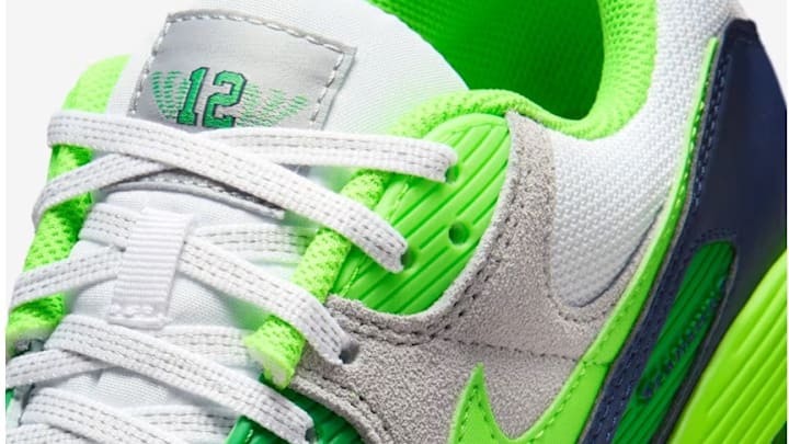 The Nike Air Max 90 in the 'Seattle Seahawks' colorway.