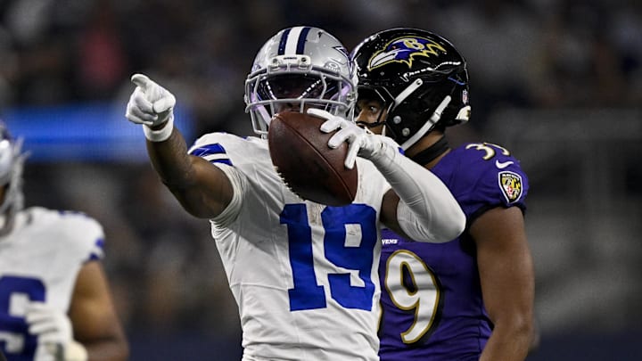 Dallas Cowboys wide receiver Ryan Flournoy celebrates during a game against the Baltimore Ravens 