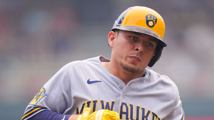 Jun 14, 2023; Minneapolis, Minnesota, USA; Milwaukee Brewers third baseman Luis Urias (2) hits a home run against the Minnesota Twins in the second inning at Target Field. Mandatory Credit: Brad Rempel-Imagn Images Jun 14, 2023; Minneapolis, Minnesota, USA; Milwaukee Brewers third baseman Luis Urias (2) hits a home run against the Minnesota Twins in the second inning at Target Field. Mandatory Credit: Brad Rempel-Imagn Images