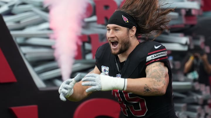 Arizona Cardinals linebacker Dennis Gardeck (45) is introduced before their game against the
