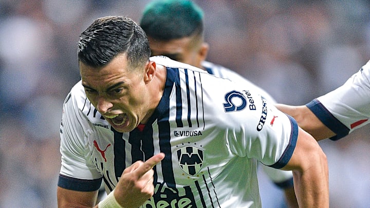 Rogelio Funes Mori celebra un gol con Rayados de Monterrey. Rogelio Funes Mori celebra un gol con Rayados de Monterrey.