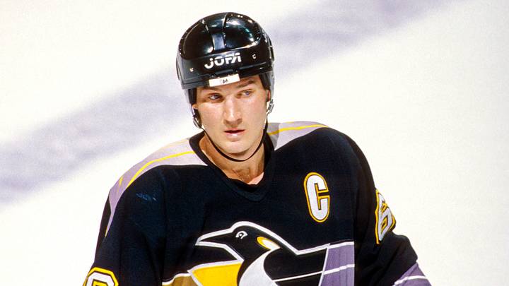 Unknown date, 1996; Miami, FL; USA; FILE PHOTO; Pittsburgh Penguins forward Mario Lemieux (66) on the ice against the Florida Panthers during the 1996-97 season at Miami Arena. Mandatory Credit: RVR Photos-USA TODAY Sports