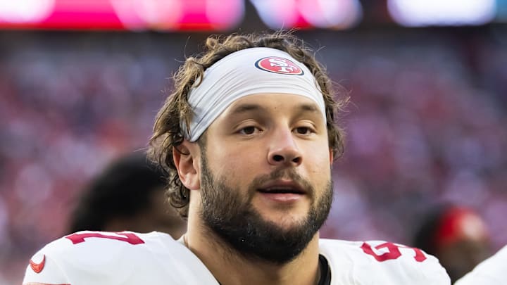 San Francisco 49ers defensive end Nick Bosa (97) against the Arizona Cardinals at State Farm Stadium. San Francisco 49ers defensive end Nick Bosa (97) against the Arizona Cardinals at State Farm Stadium.