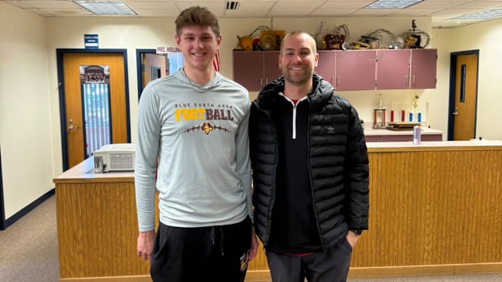 Peter Fletcher and South Dakota head coach Matt Vitzthum
