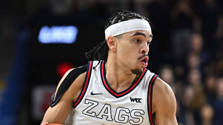 Gonzaga Bulldogs guard Ryan Nembhard was named a finalist for the Lute Olson award