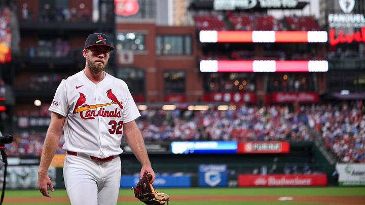 May 31, 2026; St. Louis, Missouri, USA; St. Louis Cardinals starting pitcher Matthew Liberatore (32) walks off the field after he was removed from the game against the Chicago Cubs during the sixth inning at Busch Stadium. Mandatory Credit: Jeff Curry-Imagn Images