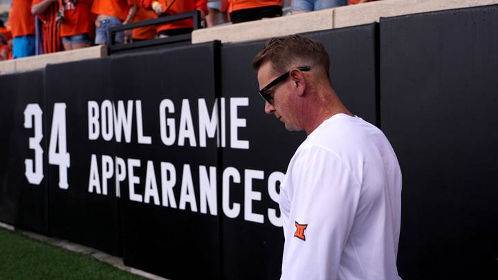 Oklahoma State head football coach Eric Morris. Oklahoma State head football coach Eric Morris.