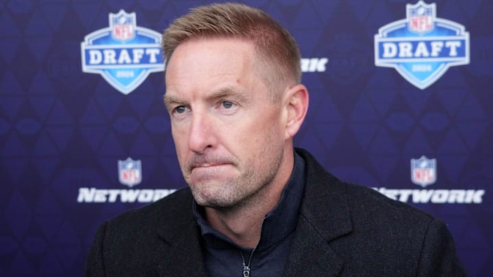 Apr 24, 2024; Detroit, MI, USA; NFL Network analyst Joel Klatt speaks to the media at the Play Football Prospect Clinic at The Corner Ballpark.