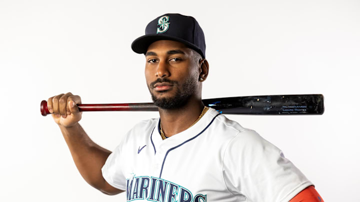 Seattle Mariners outfielder Lazaro Montes poses for a portrait during media day at Peoria Sports Complex on Feb. 20. 