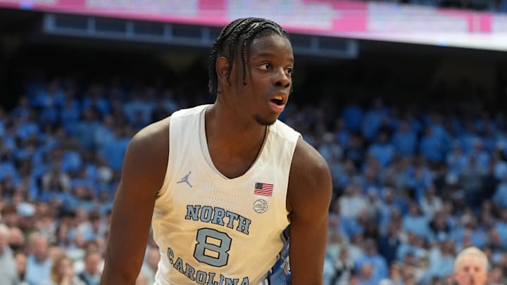 Feb 7, 2026; Chapel Hill, North Carolina, USA; North Carolina Tar Heels forward Caleb Wilson (8) with the ball in the second half at Dean E. Smith Center. Mandatory Credit: Bob Donnan-Imagn Images Feb 7, 2026; Chapel Hill, North Carolina, USA; North Carolina Tar Heels forward Caleb Wilson (8) with the ball in the second half at Dean E. Smith Center. Mandatory Credit: Bob Donnan-Imagn Images