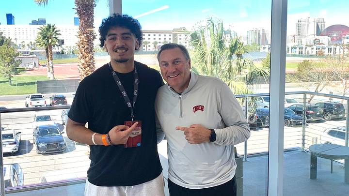Ma'atoe Moe on a visit to UNLV with head coach Dan Mullen.