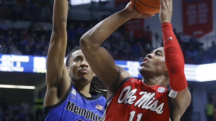 Ole Miss' Matthew Murrell in the 2023-24 season against the Memphis Tigers.