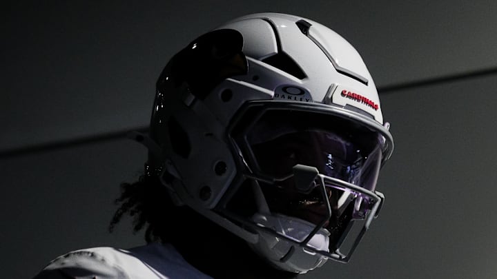 Dec 1, 2024; Minneapolis, Minnesota, USA; Arizona Cardinals quarterback Kyler Murray (1) takes the field before the game against the Minnesota Vikings at U.S. Bank Stadium. Mandatory Credit: Brad Rempel-Imagn Images