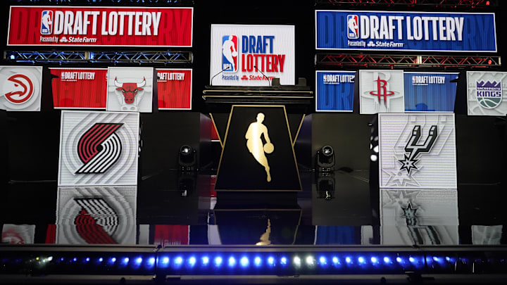 May 12, 2024; Chicago, IL, USA; A overall shot of the 2024 NBA Draft Lottery at McCormick Place West. Mandatory Credit: David Banks-Imagn Images