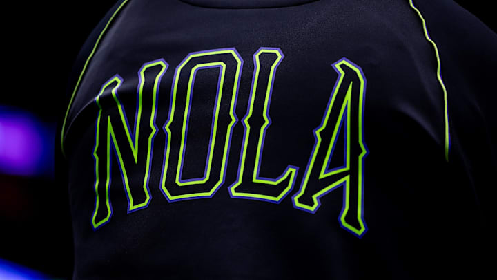 Apr 29, 2024; New Orleans, Louisiana, USA; Detailed view of the City Edition logo for the New