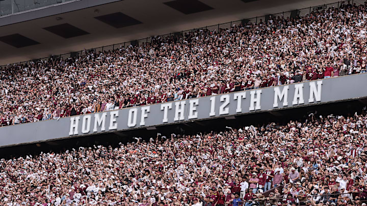 General view of Texas A&M Aggies fans during the first half of the first round game of the CFP National Playoff against the Miami Hurricanes at Kyle Field.