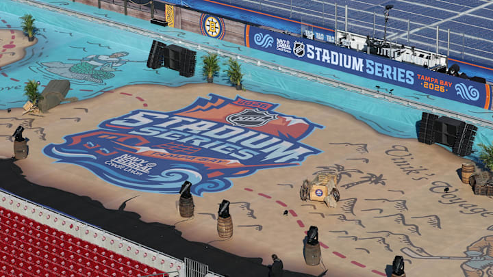 Feb 1, 2026; Tampa Bay, Florida, USA; The 2026 Stadium Series ice hockey game logo at Raymond James Stadium prior to a game between the Tampa Bay Lightning and the Boston Bruins. Mandatory Credit: Nathan Ray Seebeck-Imagn Images Feb 1, 2026; Tampa Bay, Florida, USA; The 2026 Stadium Series ice hockey game logo at Raymond James Stadium prior to a game between the Tampa Bay Lightning and the Boston Bruins. Mandatory Credit: Nathan Ray Seebeck-Imagn Images