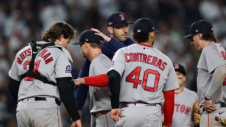 Sep 30, 2026; Bronx, New York, USA; Boston Red Sox pitcher Sonny Gray (54) is relieved in the fifth inning against the New York Yankees during game two of the Wildcard round for the 2026 MLB Playoffs at Yankee Stadium. Mandatory Credit: Vincent Carchietta-Imagn Images Sep 30, 2026; Bronx, New York, USA; Boston Red Sox pitcher Sonny Gray (54) is relieved in the fifth inning against the New York Yankees during game two of the Wildcard round for the 2026 MLB Playoffs at Yankee Stadium. Mandatory Credit: Vincent Carchietta-Imagn Images