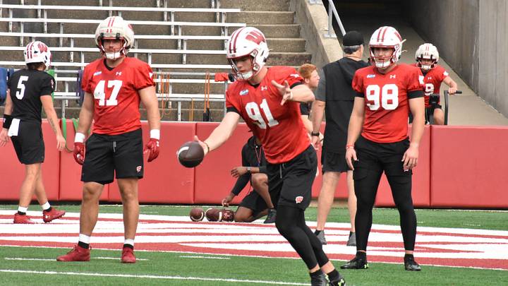 Wisconsin's Sean West delivered a punt that got the internet talking during the second quarter of the 2026 season opener. Wisconsin's Sean West delivered a punt that got the internet talking during the second quarter of the 2026 season opener.
