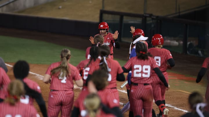 Nebraska's Bella Bacon delivers the walk-off fielder's choice to beat South Dakota State 5-4 on Sunday.