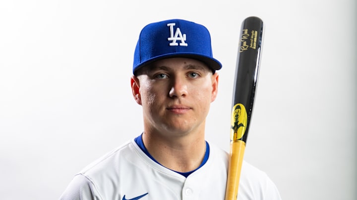 Feb 21, 2024; Glendale, AZ, USA; Los Angeles Dodgers outfielder Ryan Ward poses for a portrait during media day at Camelback Ranch. Mandatory Credit: Mark J. Rebilas-Imagn Images Feb 21, 2024; Glendale, AZ, USA; Los Angeles Dodgers outfielder Ryan Ward poses for a portrait during media day at Camelback Ranch. Mandatory Credit: Mark J. Rebilas-Imagn Images