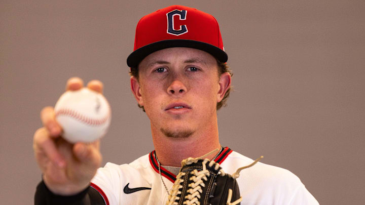 Feb 19, 2026: Guardians pitcher Peyton Pallette (63) during media day in Goodyear. Feb 19, 2026: Guardians pitcher Peyton Pallette (63) during media day in Goodyear.