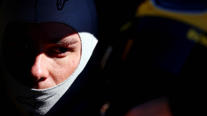 Christopher Bell (pictured) scored the pole for Sunday's NASCAR Cup Series South Point 400 at Las Vegas Motor Speedway.