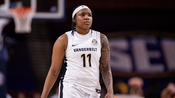 Mar 6, 2025; Greenville, SC, USA; Vanderbilt Commodores guard Jordyn Oliver (11) walks back against the Tennessee Lady Vols during the second half at Bon Secours Wellness Arena. Mandatory Credit: Scott Kinser-Imagn Images Mar 6, 2025; Greenville, SC, USA; Vanderbilt Commodores guard Jordyn Oliver (11) walks back against the Tennessee Lady Vols during the second half at Bon Secours Wellness Arena. Mandatory Credit: Scott Kinser-Imagn Images