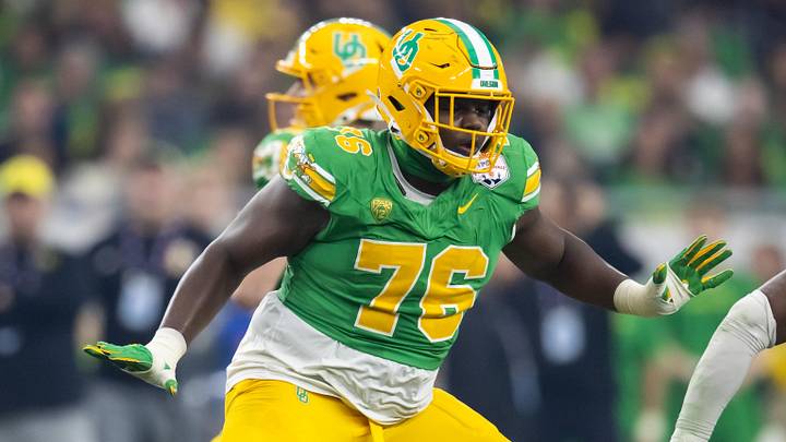 Oregon offensive tackle Josh Conerly became a first-round draft pick for the Washington Commanders after three seasons.