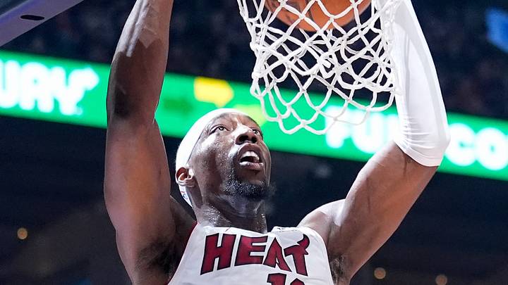Apr 9, 2026; Toronto, Ontario, CAN; Miami Heat forward Bam Adebayo (13) dunks the ball against the Toronto Raptors during the first half at Scotiabank Arena. Mandatory Credit: John E. Sokolowski-Imagn Images Apr 9, 2026; Toronto, Ontario, CAN; Miami Heat forward Bam Adebayo (13) dunks the ball against the Toronto Raptors during the first half at Scotiabank Arena. Mandatory Credit: John E. Sokolowski-Imagn Images