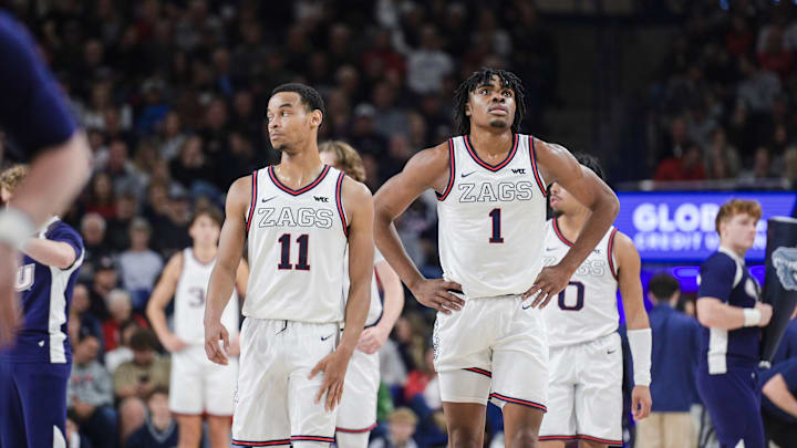 Gonzaga senior guards Nolan Hickman (left) and Michael Ajayi (right). Gonzaga senior guards Nolan Hickman (left) and Michael Ajayi (right).