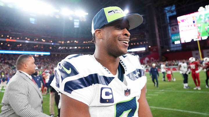 Jan 7, 2024; Glendale, Arizona, USA; Seattle Seahawks quarterback Geno Smith (7) reacts after the game against the Arizona Cardinals at State Farm Stadium.