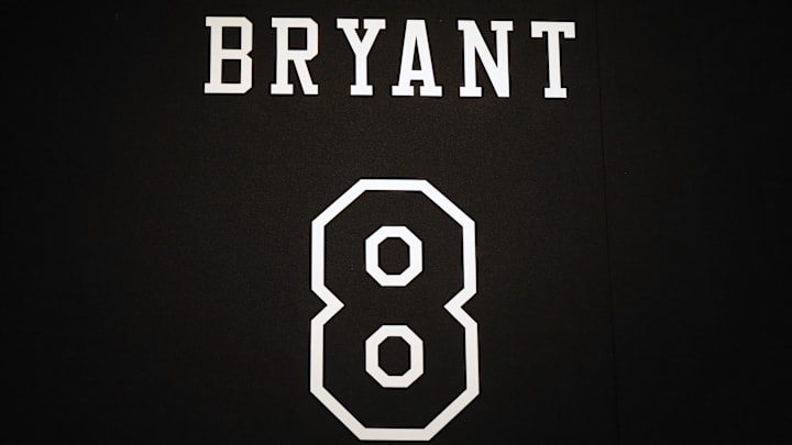 Sep 30, 2024; El Segundo, CA, USA; The Los Angeles Lakers retired jersey No. 8 of Kobe Bryant at the UCLA Health Training Center. 