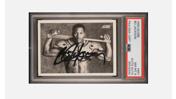 Recent sale of an autographed 1990 Score Bo Jackson #697