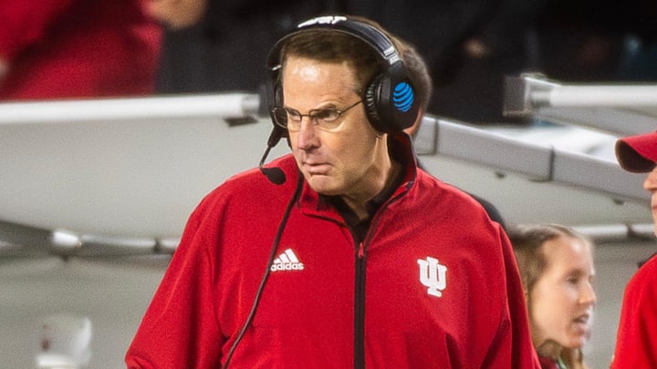 Indiana Head Coach Curt Cignetti watches during the College Football Playoff National Championship college football game at Hard Rock Stadium in Miami Gardens on Monday, Jan. 19, 2026.