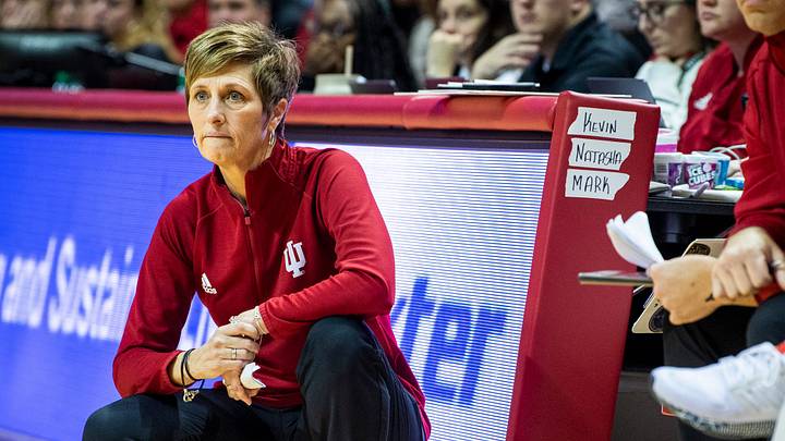Indiana Head Coach Teri Moren watches her team on offense during the second half of the Indiana versus Illinois women's basketball game at Simon Skjodt Assembly Hall on Sunday, Dec. 4, 2022.

Iu Ill Wbb 2h Teri Moren