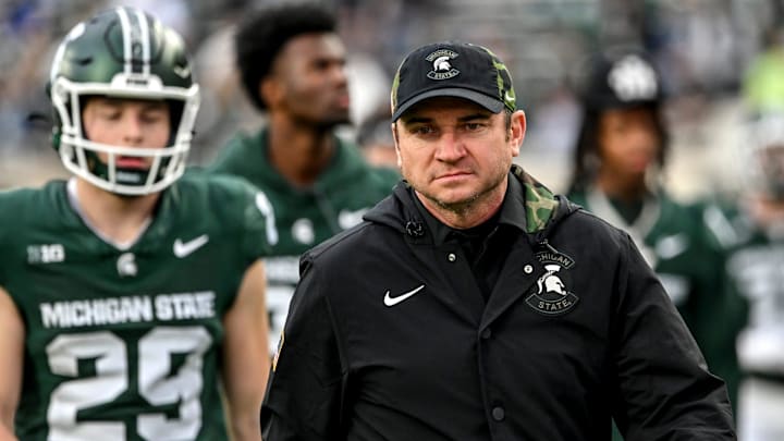 Michigan State's head coach Jonathan Smith walks to the tunnel before the football game against Penn State during the first quarter on Saturday, Nov. 15, 2025, at Spartan Stadium in East Lansing. Michigan State's head coach Jonathan Smith walks to the tunnel before the football game against Penn State during the first quarter on Saturday, Nov. 15, 2025, at Spartan Stadium in East Lansing.